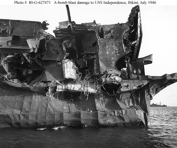 A-Bomb blast damage to Independence Bikini 1946