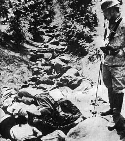 A DITCH CONTAINING THE BODIES OF CHINESE CIVILIANS, KILLED BY JAPANESE SOLDIERS