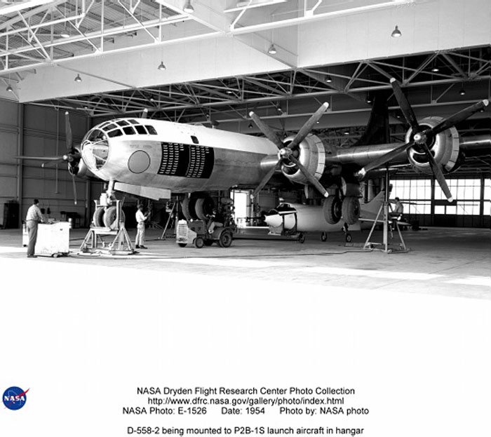 D-558-2 being mounted to P2B-1S - NASA
