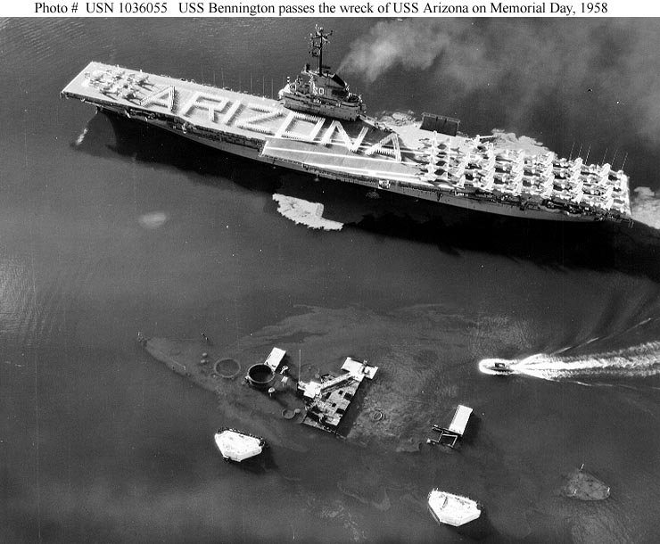 BENNINGTON PASSES WRECK OF ARIZONA