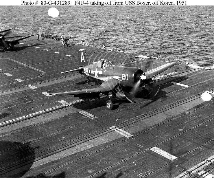 F4U-4 taking off BOXER for KOREA