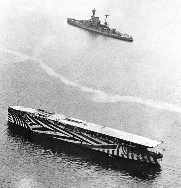 FIRST FULL LENGTH FLAT DECK HMS ARGUS 1918